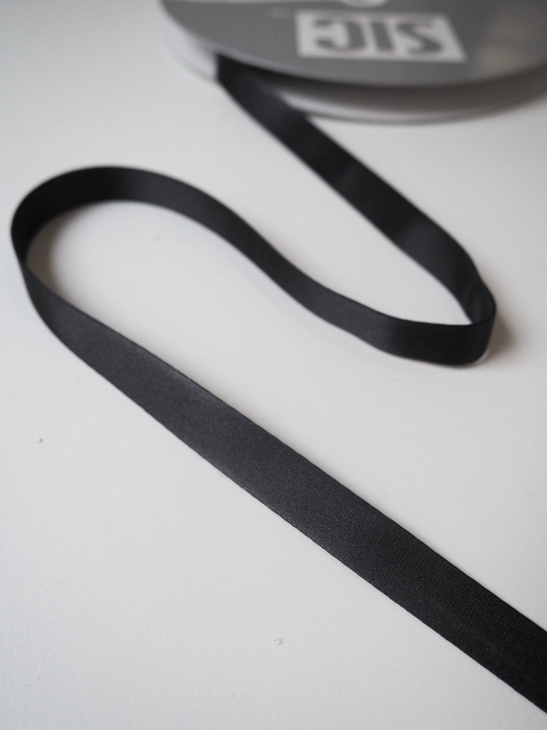 Shindo Black Thick Double-Faced Satin Ribbon 12mm