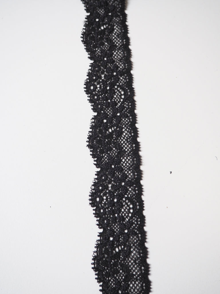 Shindo Black Stretch Lace Trim 30mm