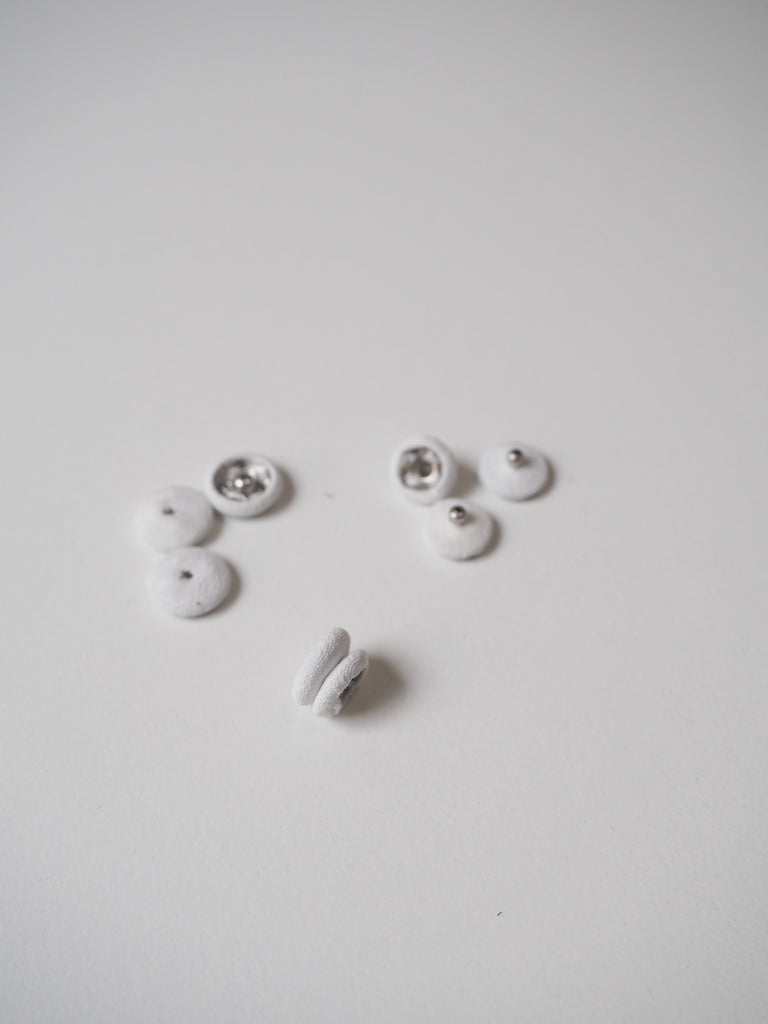 White Fabric Covered Press Studs 10mm