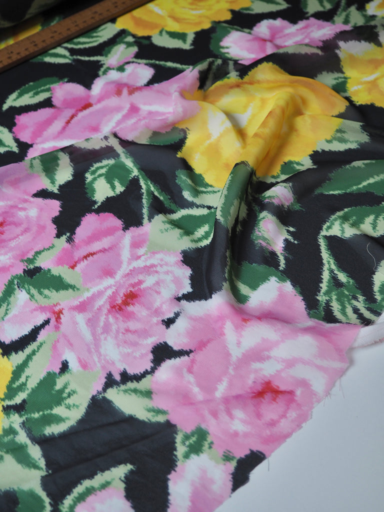 Pink + Yellow Rose Warped Chiffon