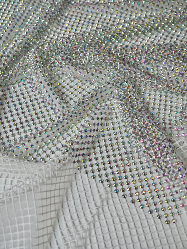White Iridescent Crystal Fishnet