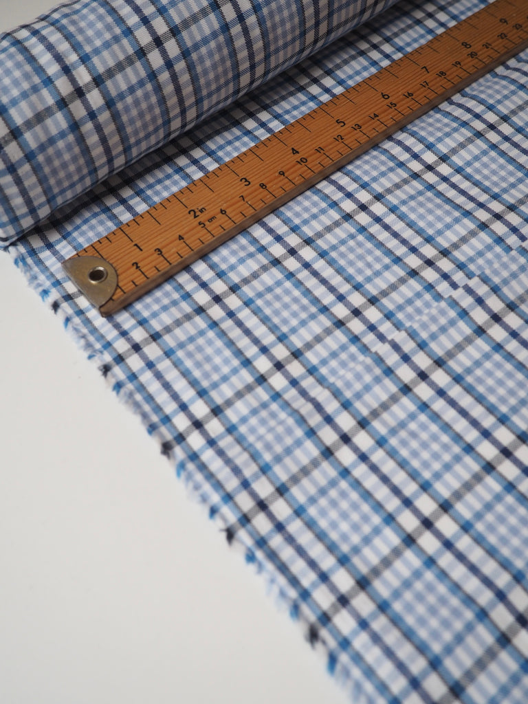 Blue Check Cotton/Viscose