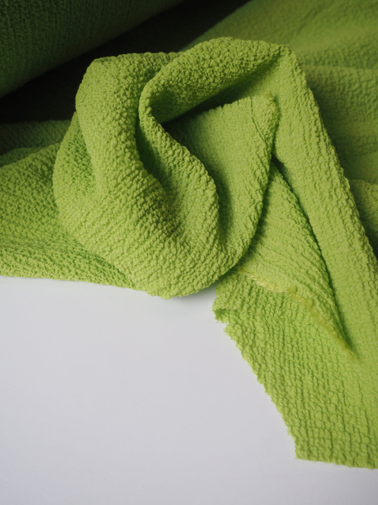 Lime Green Shirred Crinkle Crepe