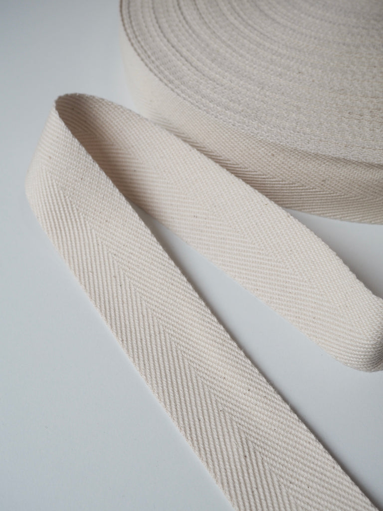 Natural Cotton Herringbone Webbing 38mm