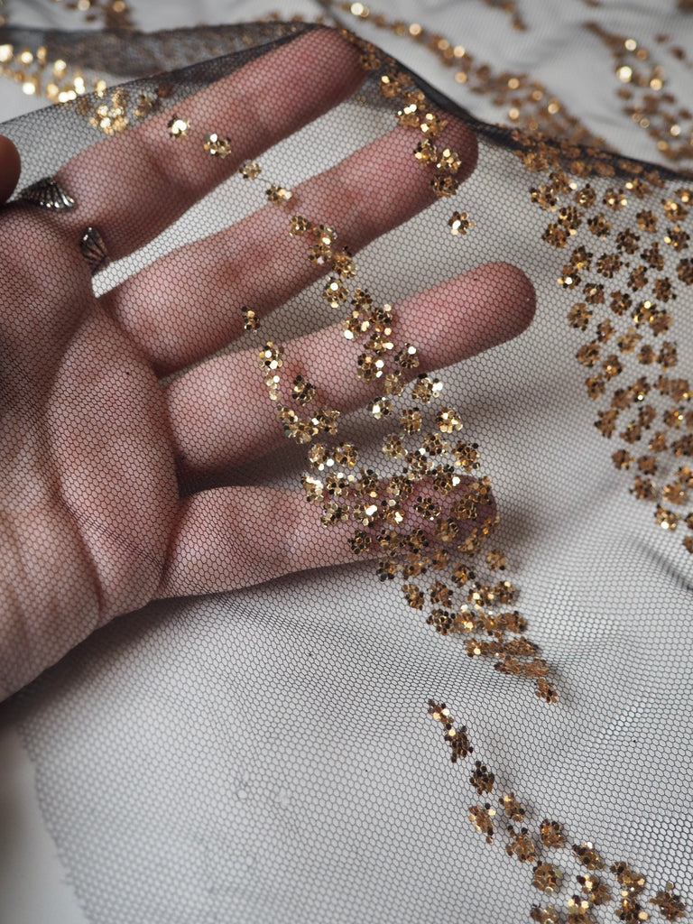 Black + Gold Zebra Glitter Tulle