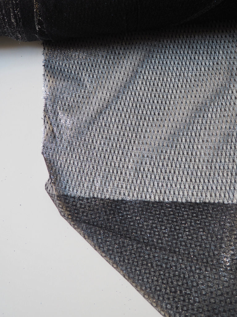 Black Silver Foiled Diamond Tulle