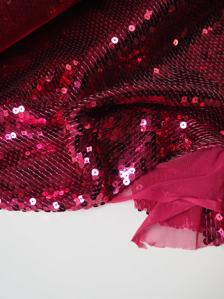 Raspberry Sequin Tulle