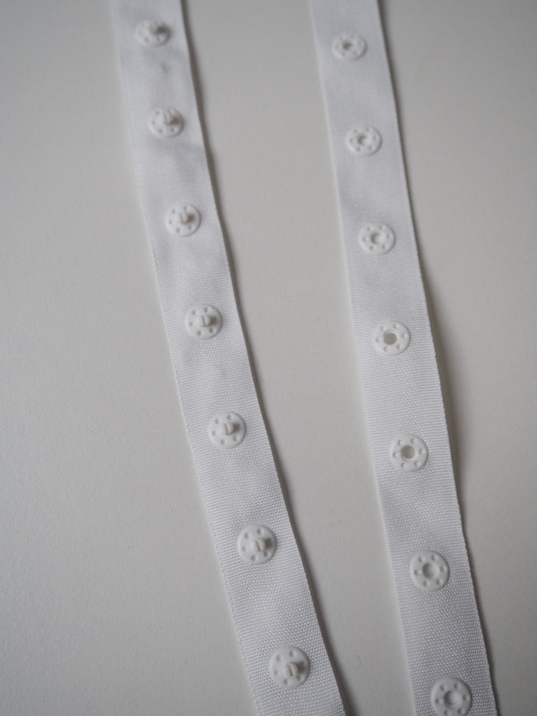 White Press Stud Tape 16mm