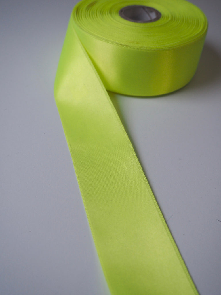 Neon Yellow Double Faced Satin Ribbon 40mm