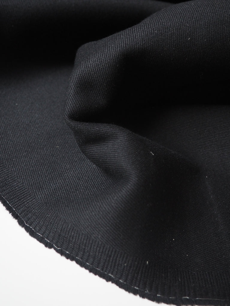 Black Double Faced Stretch Wool Twill