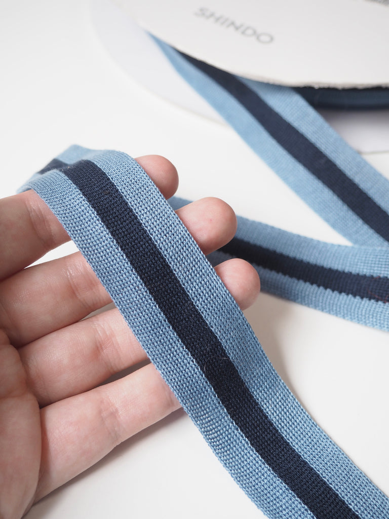 Shindo Blue + Midnight Stripe Cotton Knit Tape 30mm