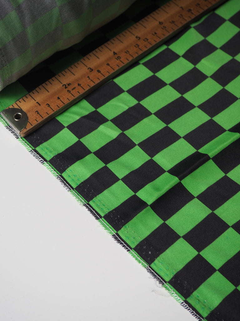 Lime Checkerboard Cotton Sateen