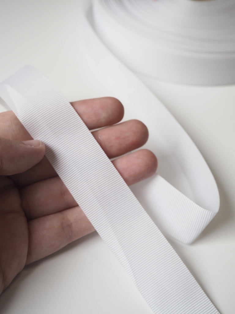 White Grosgrain Tape 25mm