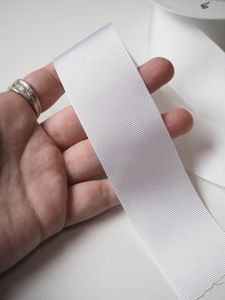 Berisfords White Grosgrain Ribbon 40mm