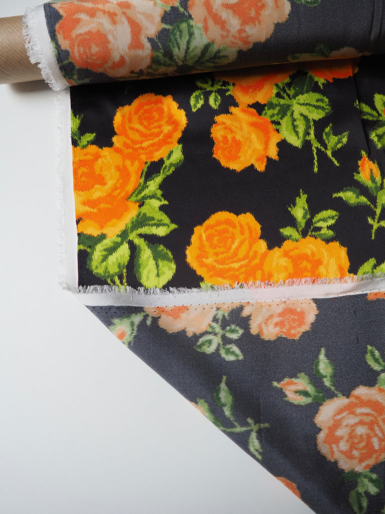 Orange Rose Abstract Silk Satin