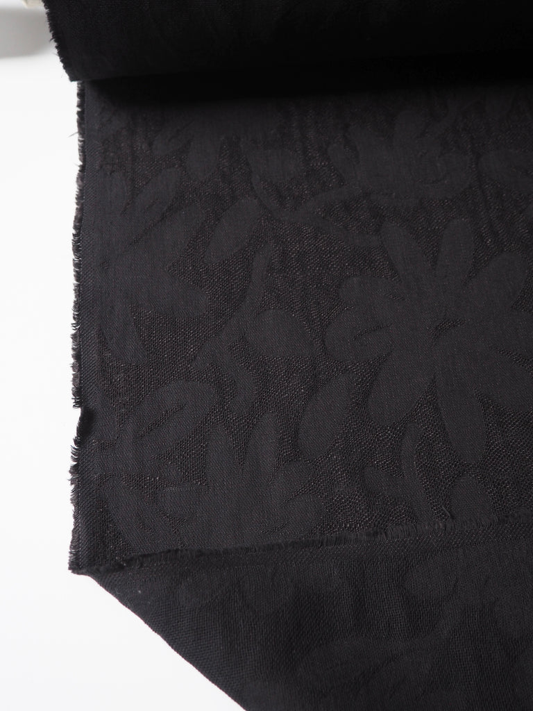 Black Blossom Cotton Gauze Jacquard