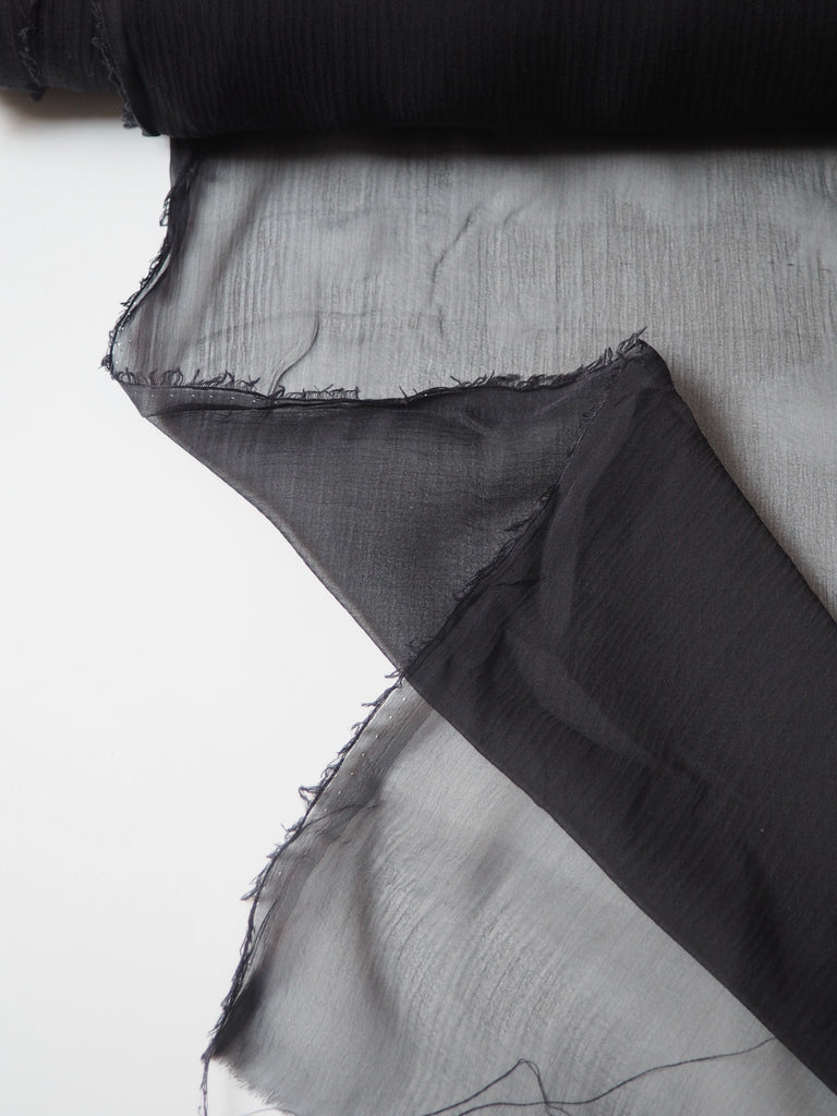 Black Silk Crinkle Chiffon