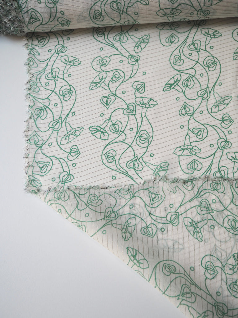 Green Leaf Lurex Stripe Silk Chiffon