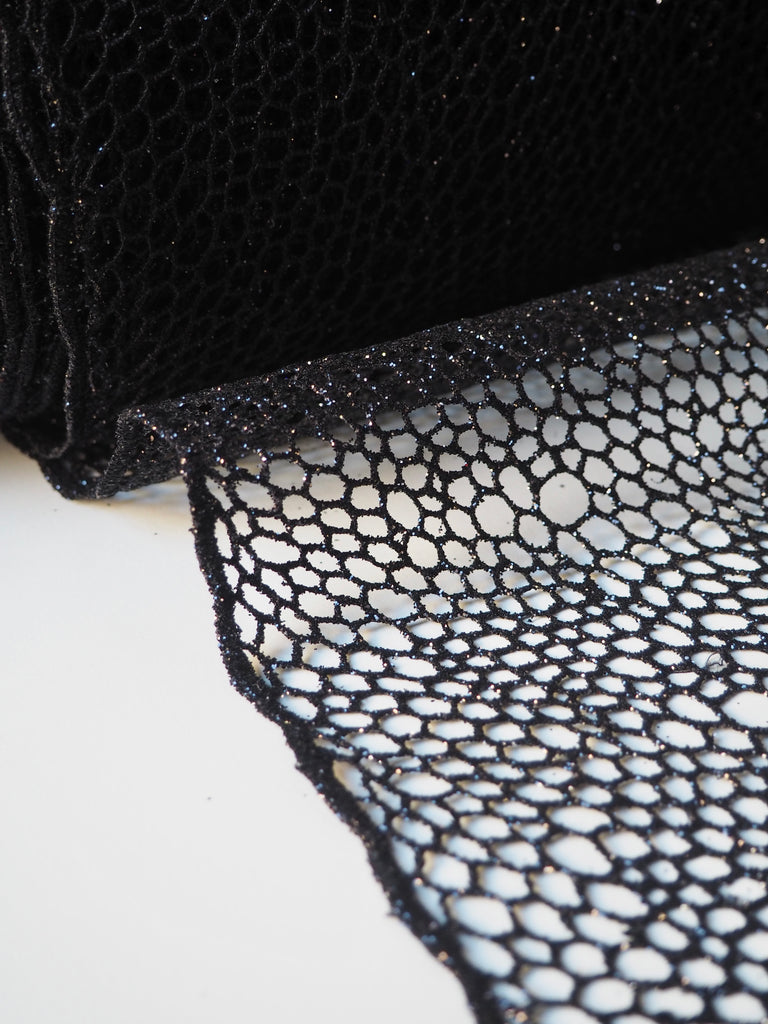 Black Bubble Glitter Guipure Lace