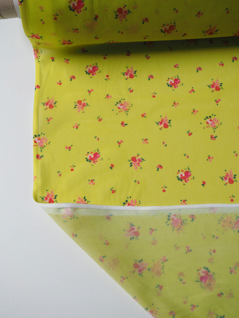 Neon Floral Stretch Mesh