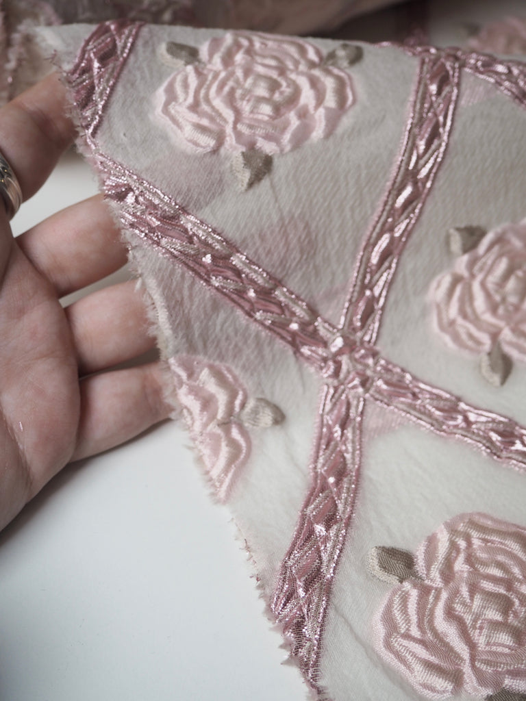 Rose Lattice Silk+Lurex Brocade