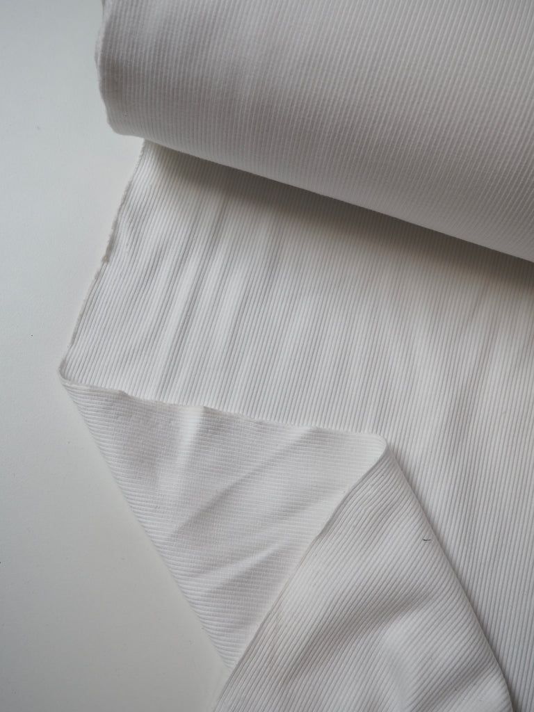 White Cotton 2x2 Rib Jersey