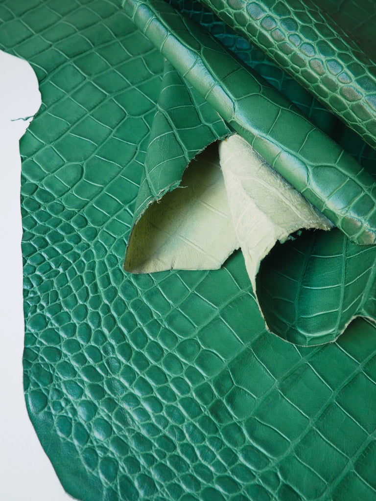 Green Embossed Crocodile Calfskin