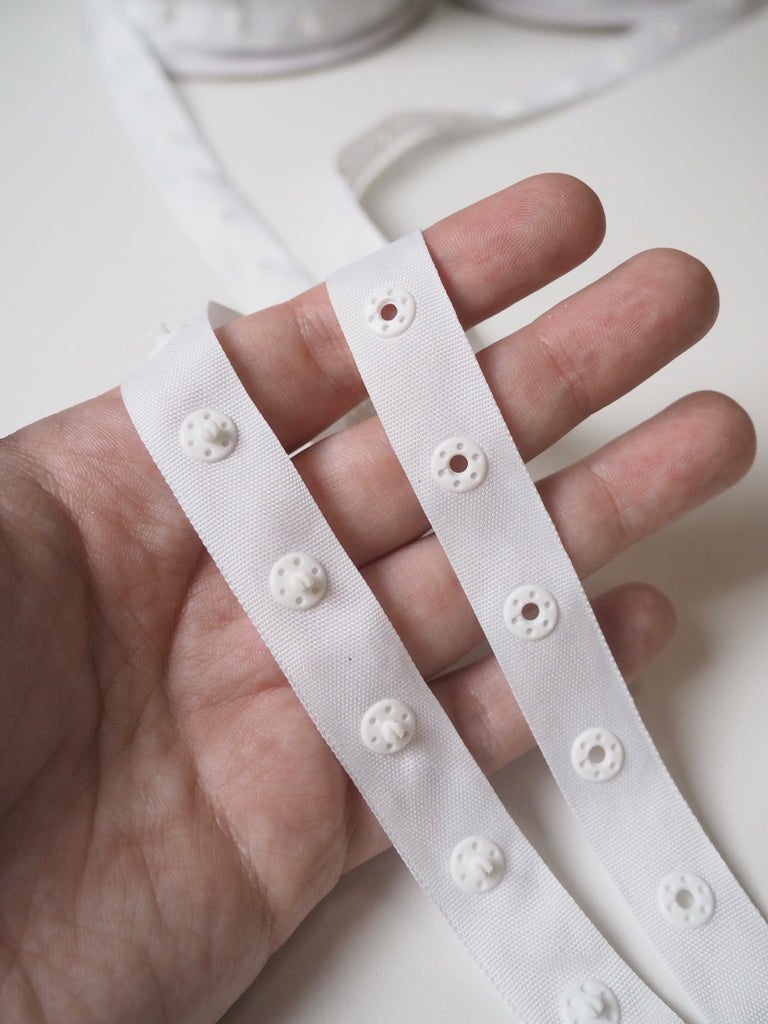 White Press Stud Tape 16mm