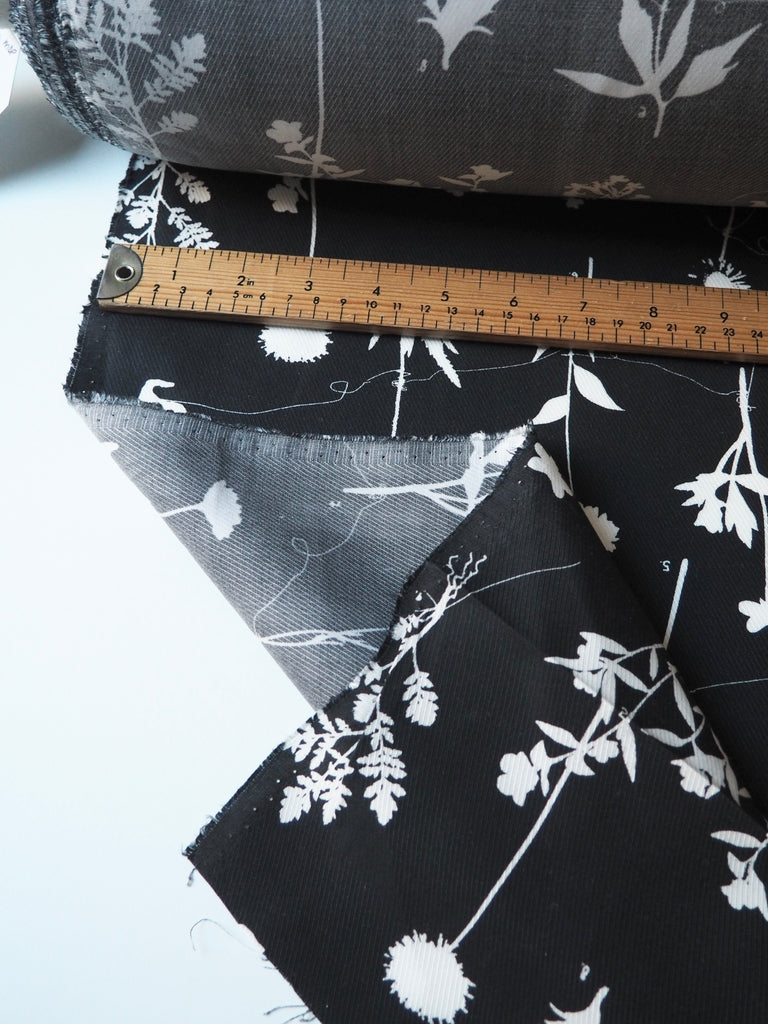 Monochrome Floral Study Tencel Twill