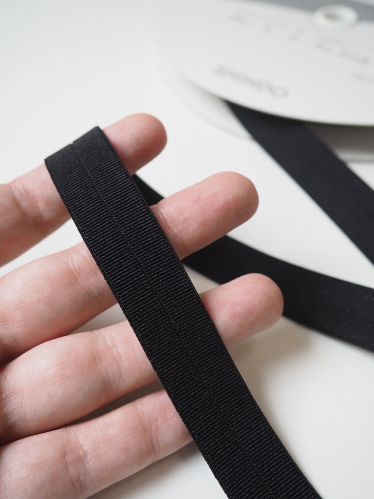 Shindo Black Grosgrain Fold-Over Elastic 18mm