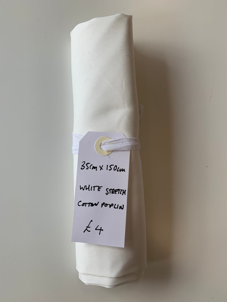 White Stretch Cotton Poplin Remnant