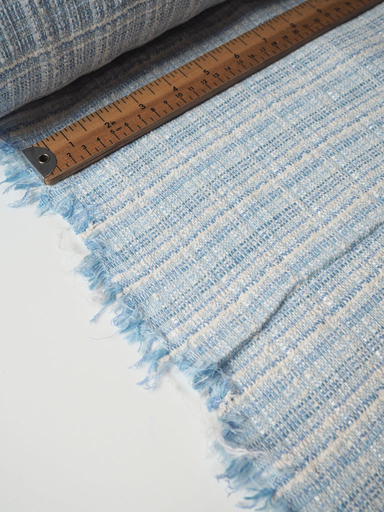 Blue and White Check Cotton Tweed