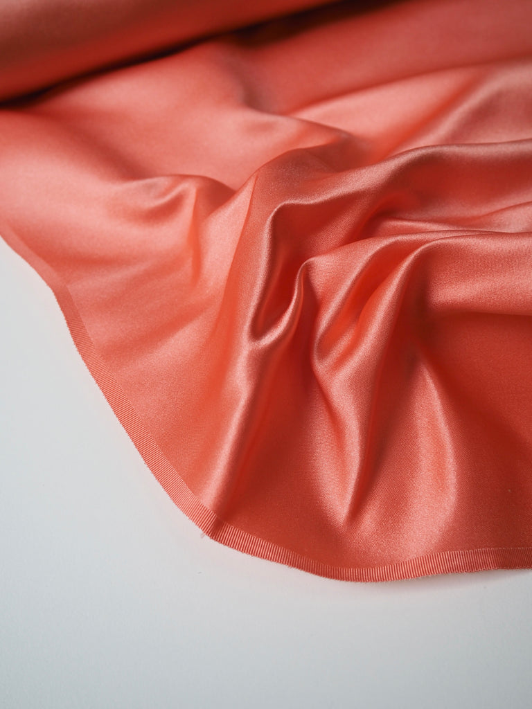 Coral Silk Double Duchess Satin