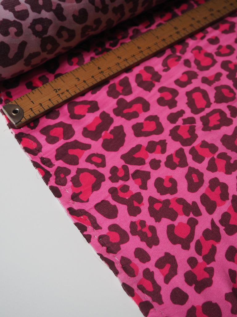 Pink Leopard Viscose Satin