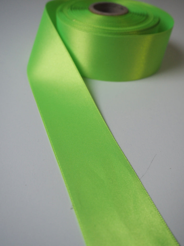 Neon Lime Double Faced Satin Ribbon 40mm