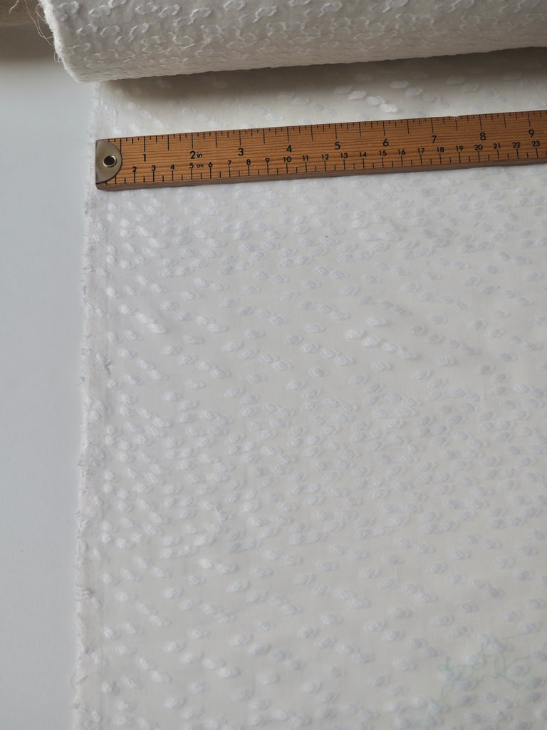 White Spotted Silk Jacquard Chiffon