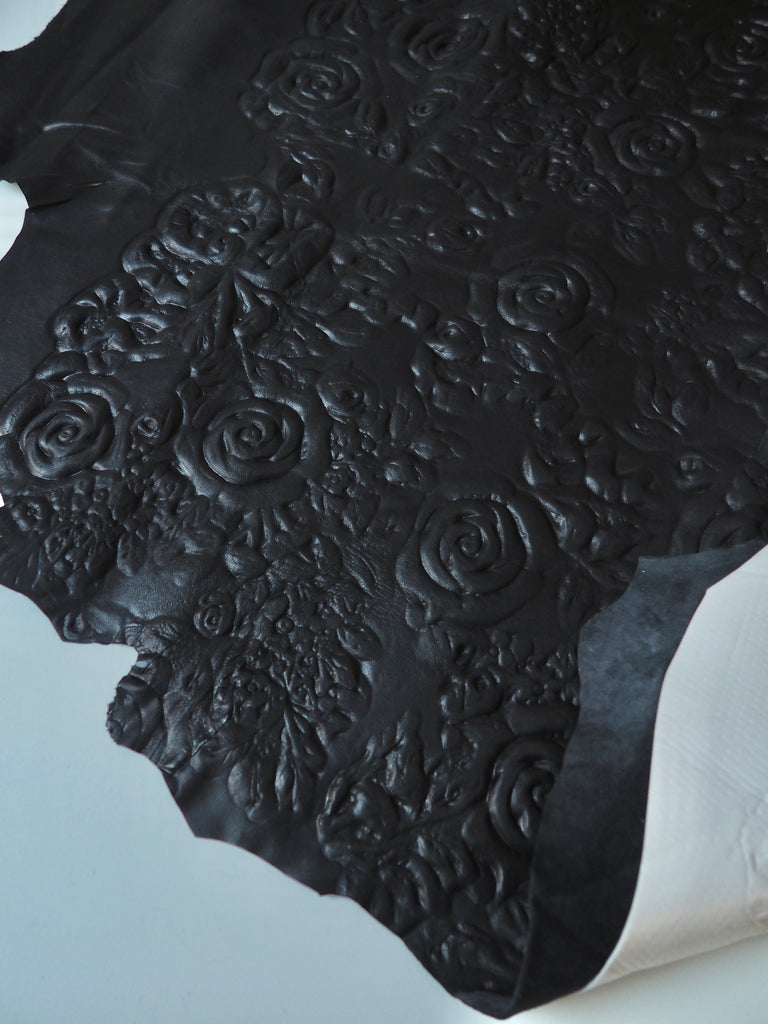 Black Floral Foam Embossed Calfskin