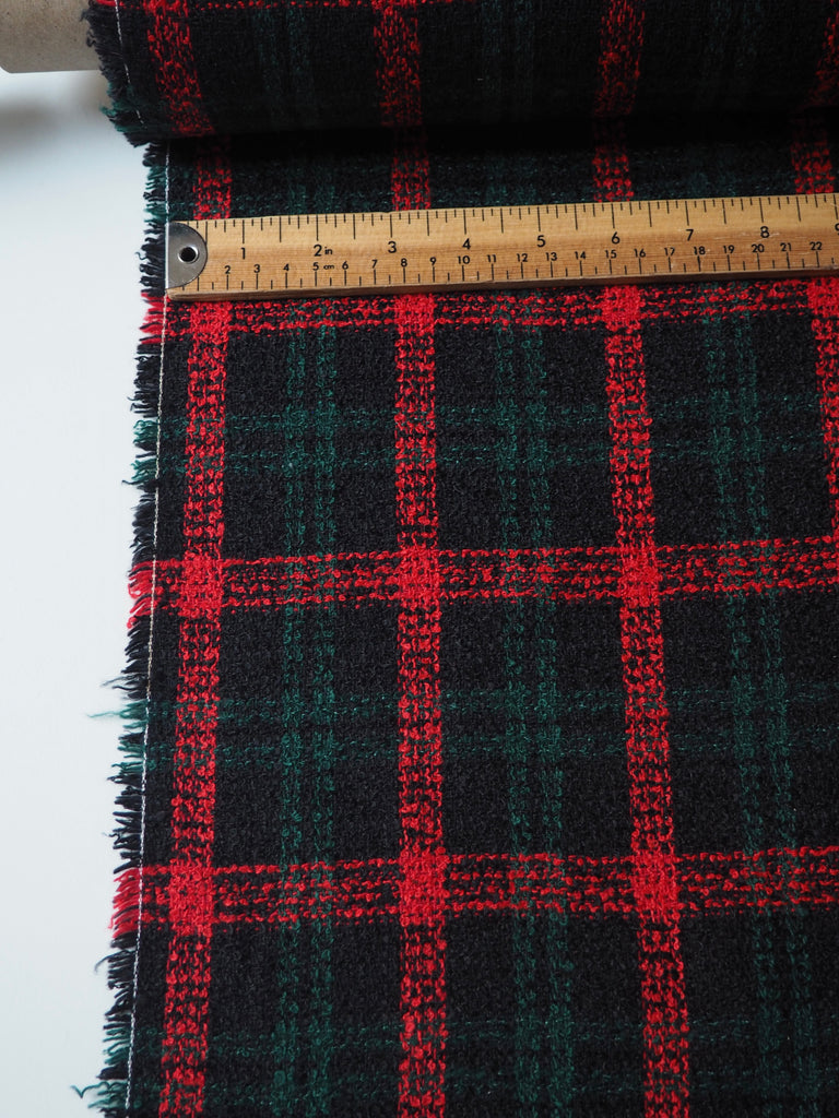 Red + Green Check Wool Blend Tweed