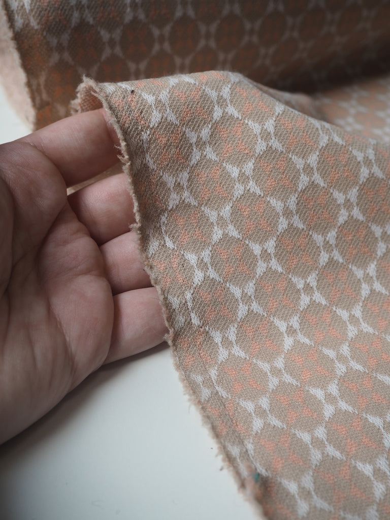 Peach + Taupe Dot Jacquard Jersey