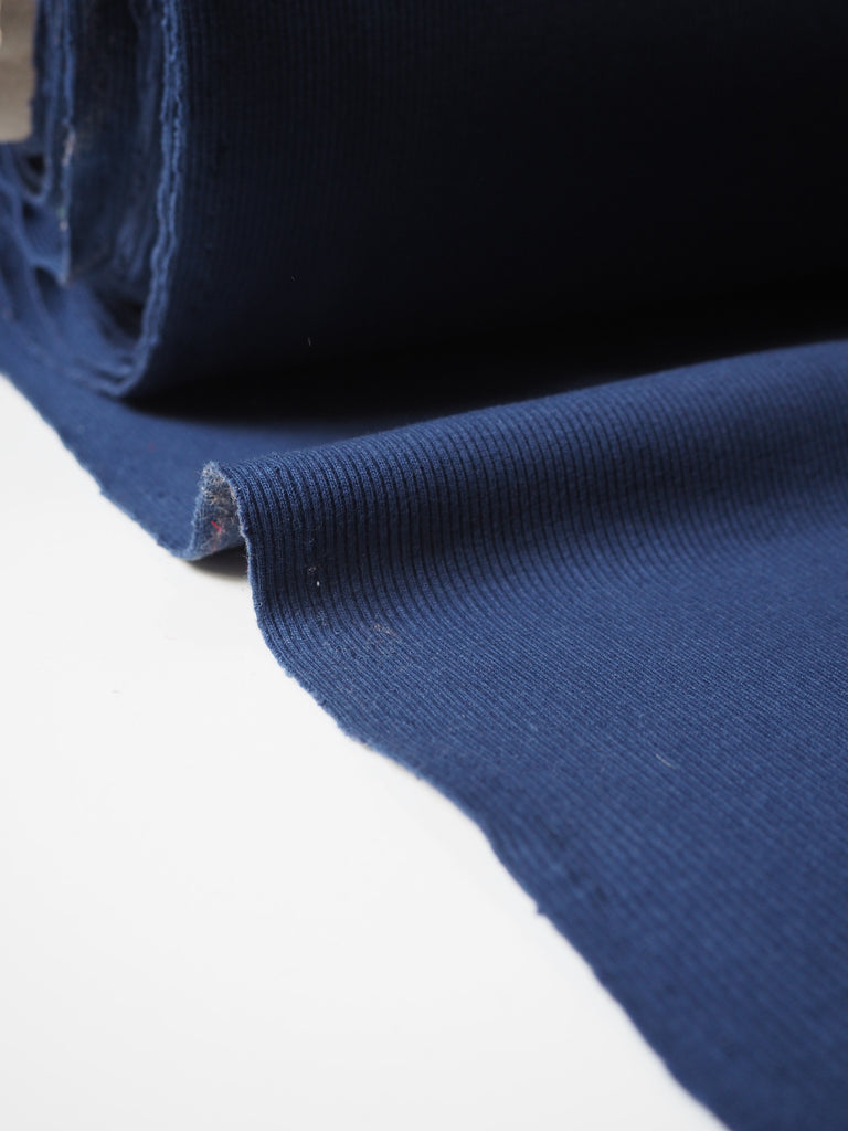 Dark Blue Cotton 2x2 Rib Jersey