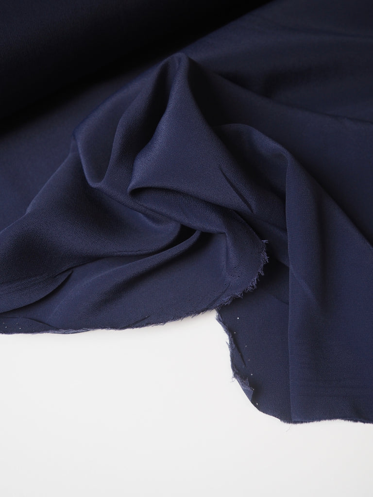 Deep Indigo Silk/Acetate Crepe de Chine