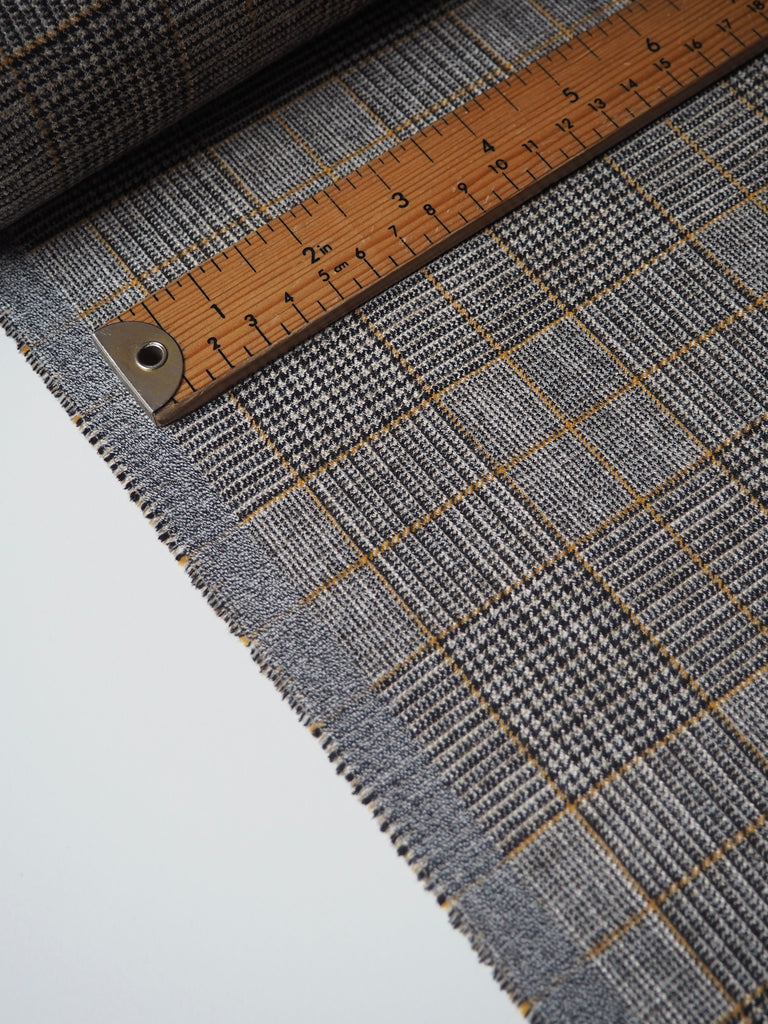 Yellow Houndstooth Stretch Viscose Check
