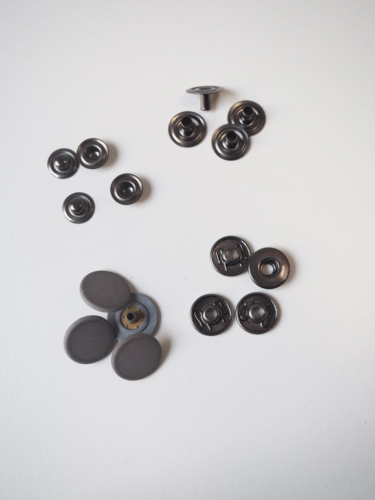 Matte Grey Press Studs 15mm