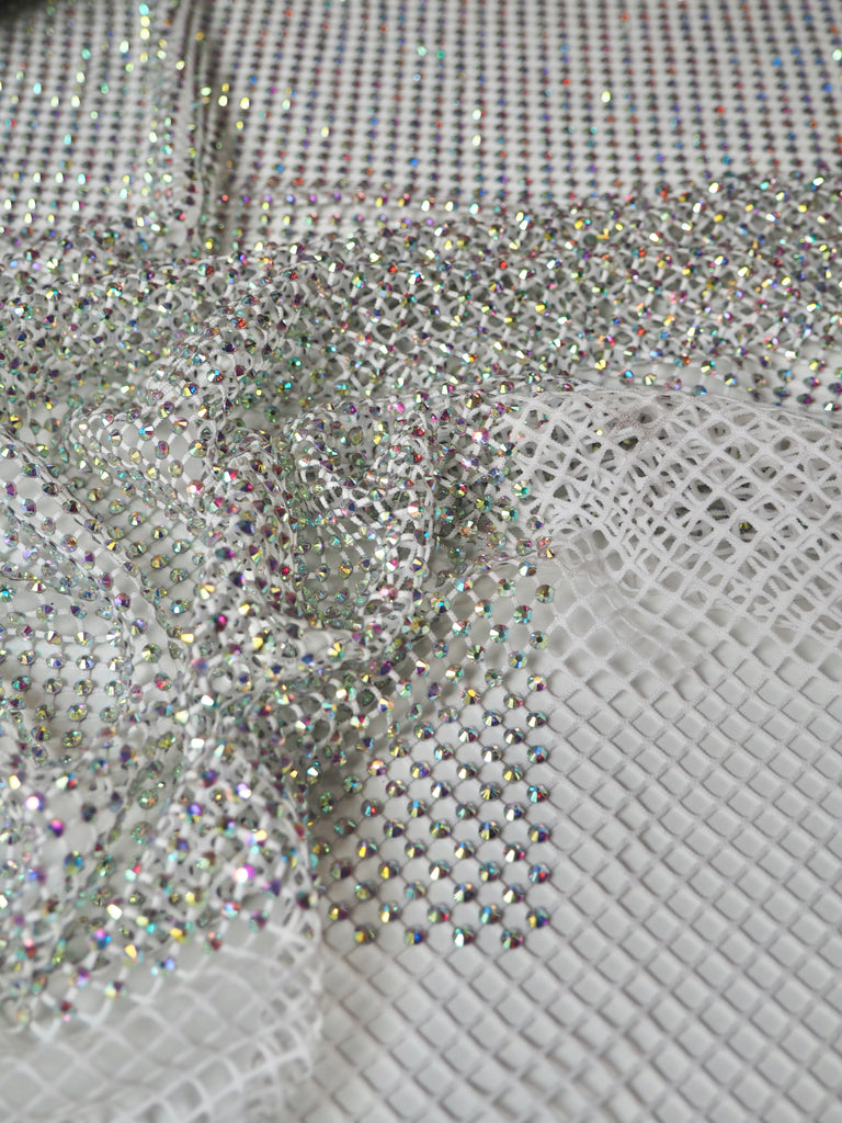 White Iridescent Crystal Fishnet