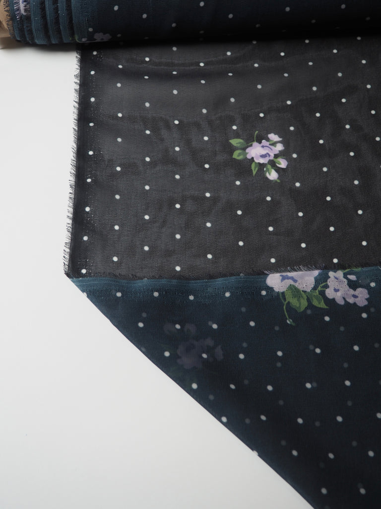 Purple Rose Polka Dot Chiffon
