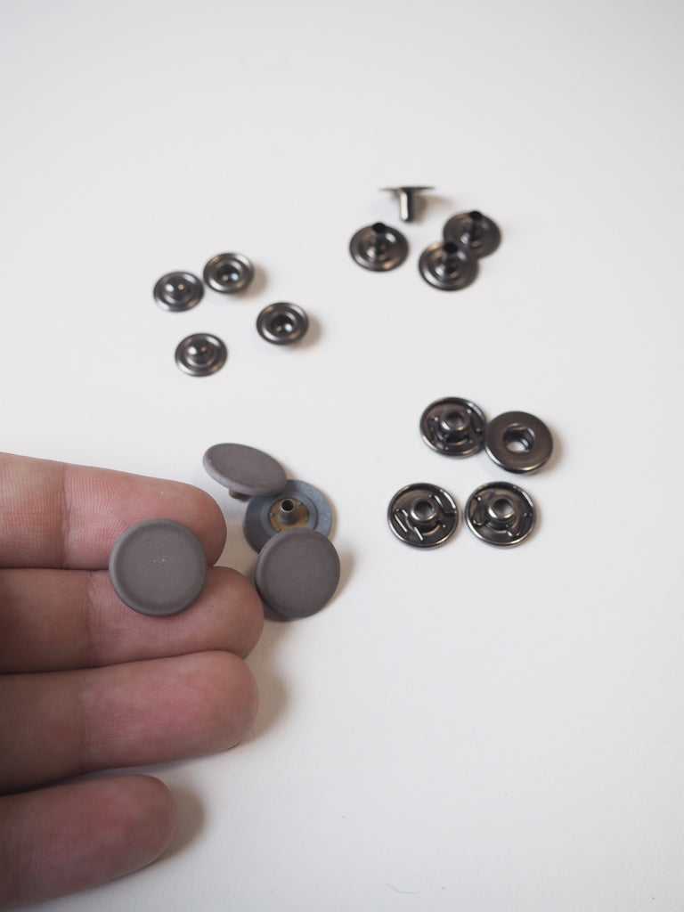 Matte Grey Press Studs 15mm