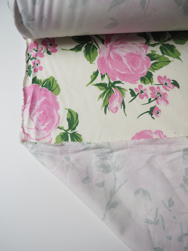 Fresh Rose Bloom Cotton Twill