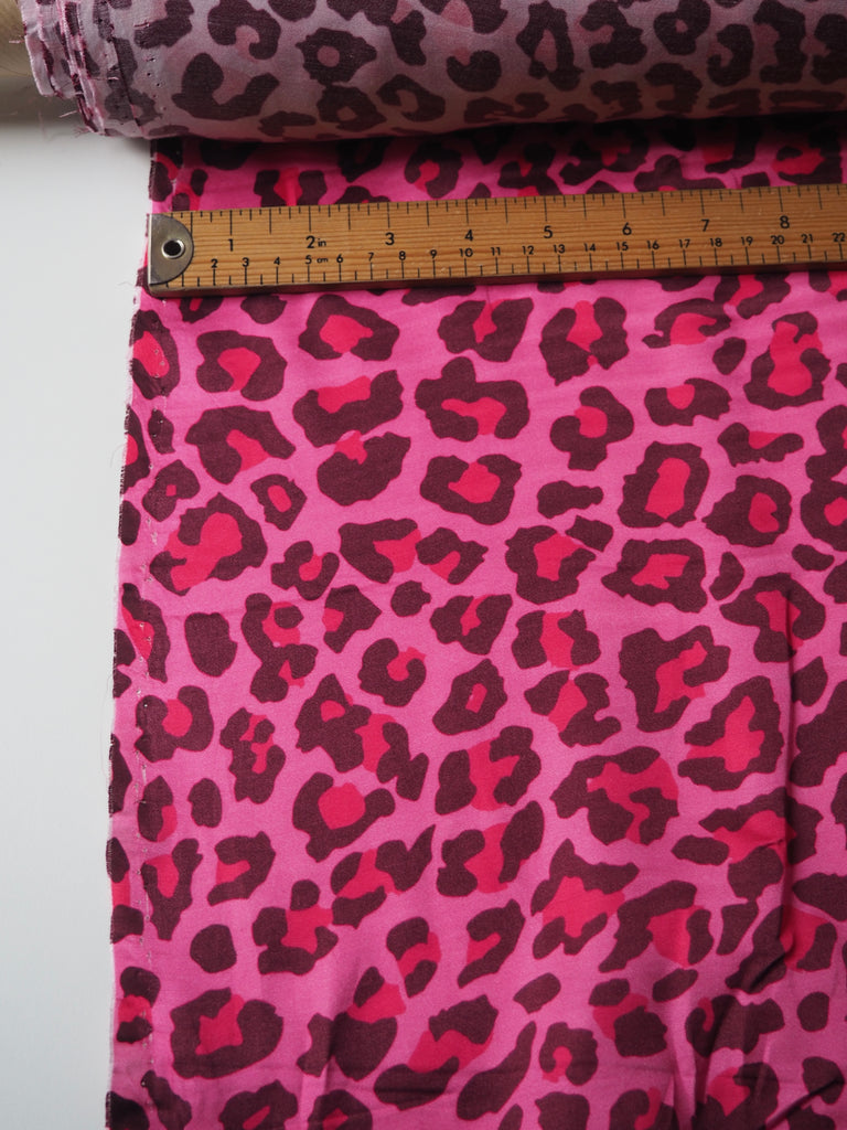 Pink Leopard Viscose Satin