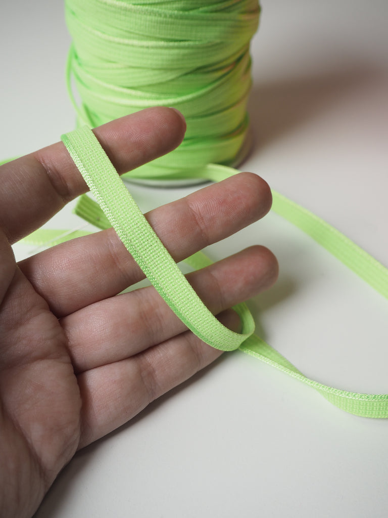 Shindo Neon Lime Green Woven Satin Piping 10mm