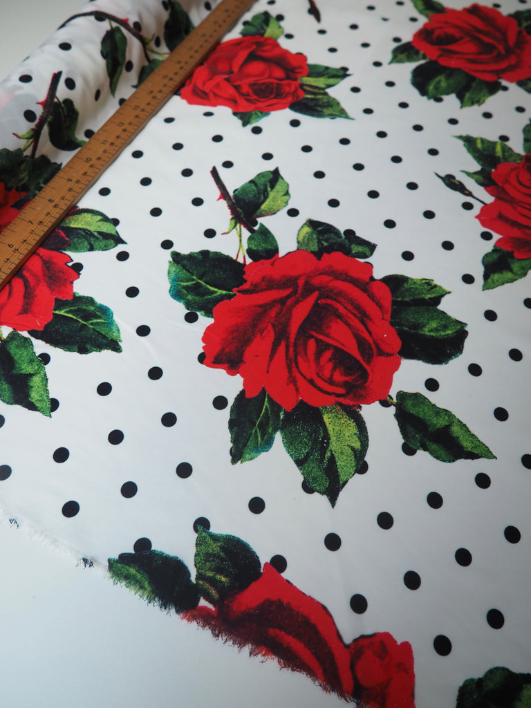 Rose Polka Dot Crepe de Chine